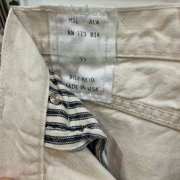 Billy Reid Cotton Linen 5 Pocket Pant, Eggshell, 33x30 - Picture 8 of 9